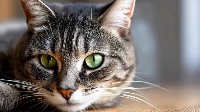 Closeup of a relaxed tabby cat