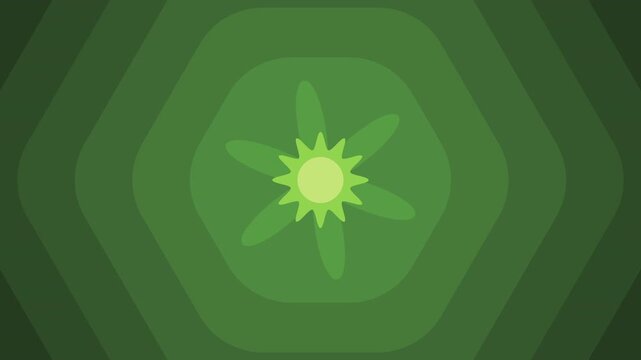 Vibrant green power from sun. Animated the sun and the background with tha rays in motion and rotation. version 2.