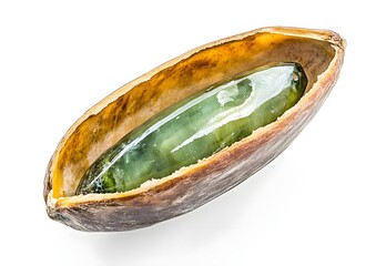 Green Stone in Dried Seed Pod