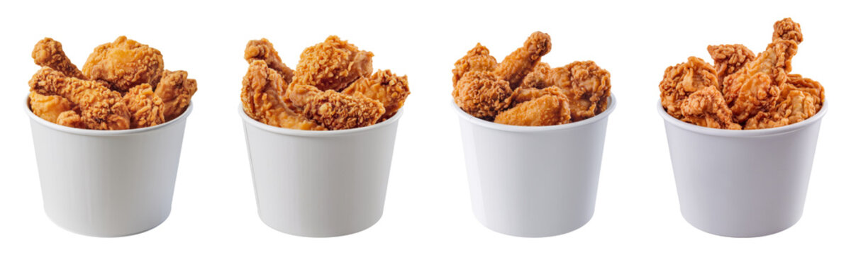 fried chicken buckets on white background