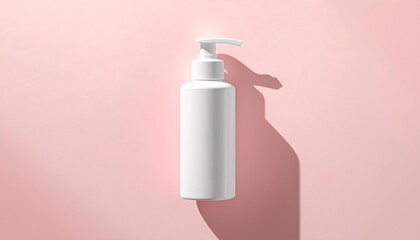 Blank White Cosmetic Pump Bottle Mockup on Pastel Background &ndash; Minimal Advertising Concept