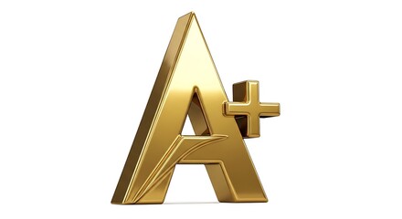 Golden A Plus Grade Symbol Represents great job Success