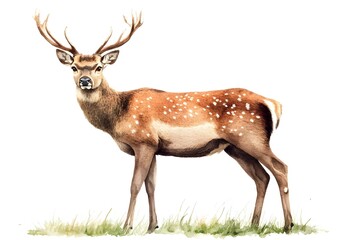 Majestic Sika Deer in Watercolor