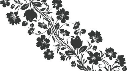 Black Floral Pattern on White Background © Azan