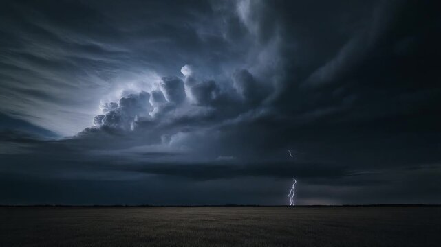 Powerful Dramatic Thunderstorm Sky Lightning Strike