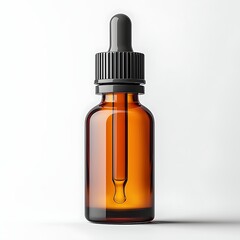 Fototapeta premium Amber Dropper Bottle with Black Lid and Pipette for Essential Oils and Liquid Products