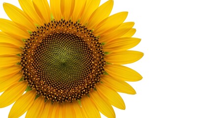 Detailed Yellow Sunflower Close Up Isolated on White