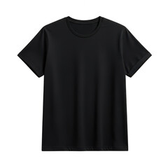 Naklejka premium Classic solid black crew neck t-shirt isolated on transparent background