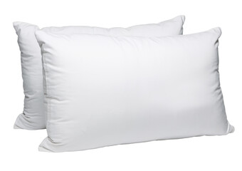Two White Pillows on White Background