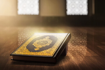 Holy book quran in the mosque, eid adha mubarak concept