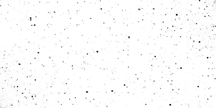 Black dust and speckle grain texture on white background for vintage film effect aged paper effects, or industrial wear and tear in graphic design.