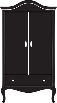 Silhouette of a fashion able almari in black and white silhouette vector with transparent background 