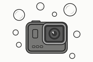 digital photo camera vector with bubbles