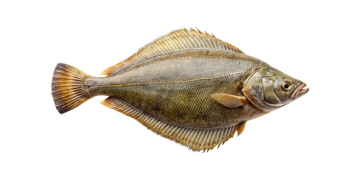 Whole Fresh Raw Halibut Isolated on White