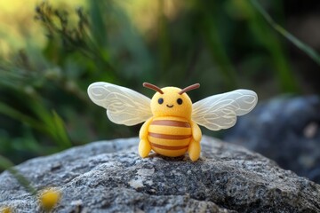 A tiny honeybee-shaped stress ball with soft wings