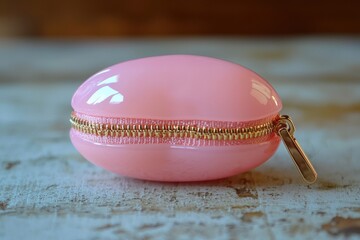 A tiny jellybean-shaped coin pouch with zipper mouth