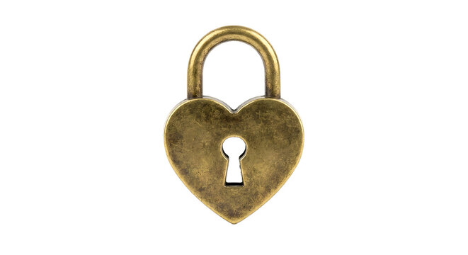 Vintage Brass Heart Shaped Padlock