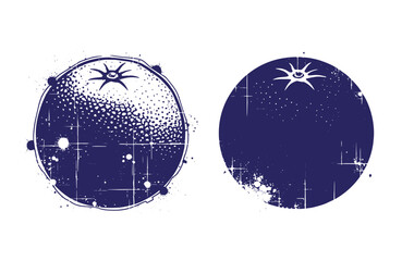 Grunge texture Grunge blue circles with starburst and splatters on white background  abstract design elements Vintage Style