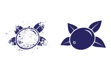 Grunge texture navy blue sun symbols with leaves and grunge effect on white background  decorative solar signs Vintage Style