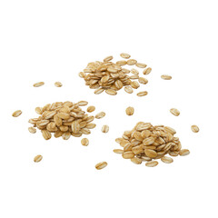 Three piles of oats grains heap isolated on a transparent background