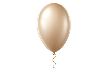 Gold flying balloon with curly string on transparent background