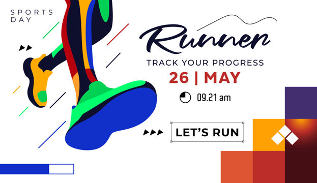 Professional runner feet in motion for a sports day event. Ideal for marathon tracking apps, fitness progress advertisements, and athletic club promotional banners. and healthy lifestyle campaign.