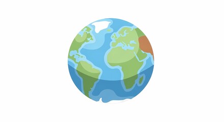 A vibrant cartoon illustration of the Earth, showing continents and oceans with a glossy, stylized finish.