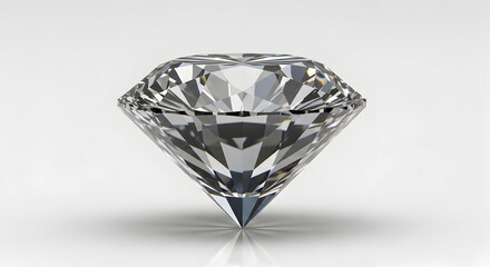 Sparkling diamond with intricate facets on white background