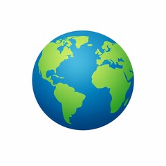 Obraz premium A simple, stylized illustration of the Earth globe with green continents and blue oceans.