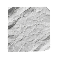 Crinkled white paper texture with creases isolated on transparent background