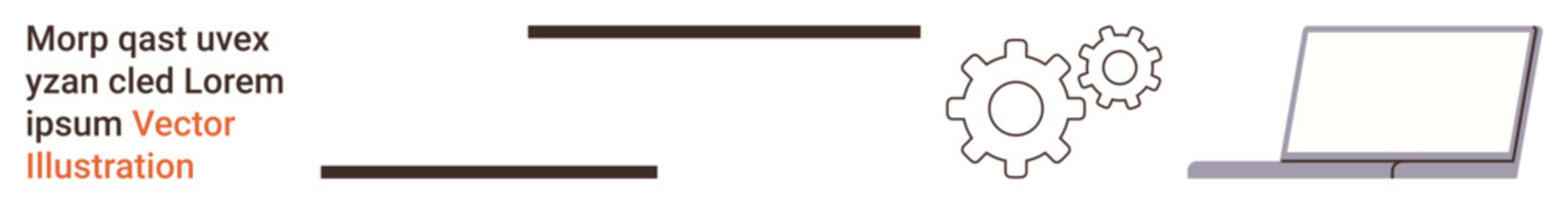 Obraz premium Productivity tools, software development, technology integration, workflow optimization, collaboration, technical design. Two gears and a laptop. Productivity tools and software development