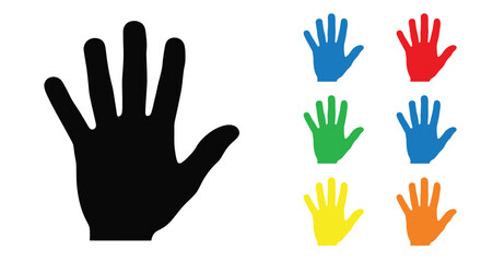 Obraz premium Colorful handprints and a dark hand silhouette