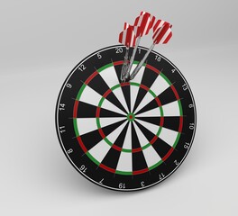 Three darts with Austria flag flights hitting the triple twenty on a board © NS-Mystic
