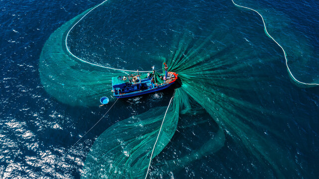 Anchovy fishing season in Dai Lanh sea, Phu Yen, Vietnam.