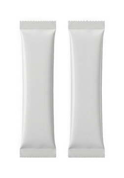 Two White Rectangular Stick Pack Sachets for Packaging