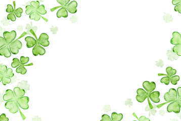 Fototapeta premium St. Patrick's Day background with green clover on white isolated background