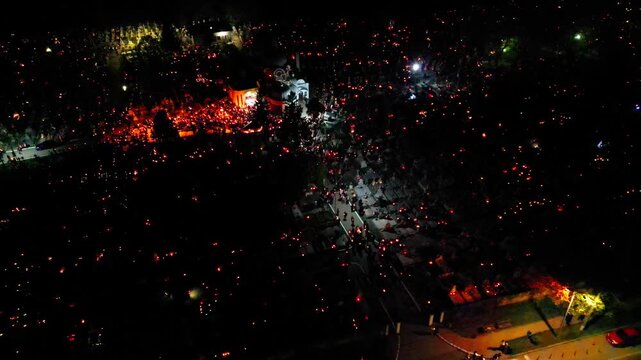 Huge crowd at the Church, Romanian people celebrating Resurrection day in Easter