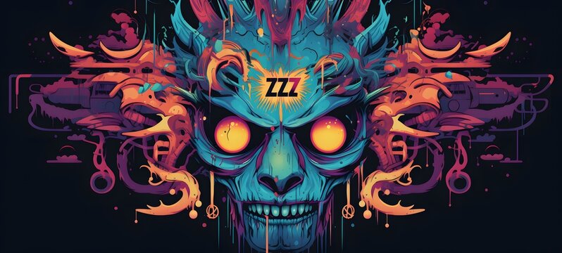 ziz demon vector illustration t-shirt design,generative AI
