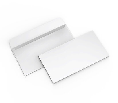 DL Envelope Mockup Isolated on White Background for Business Stationery