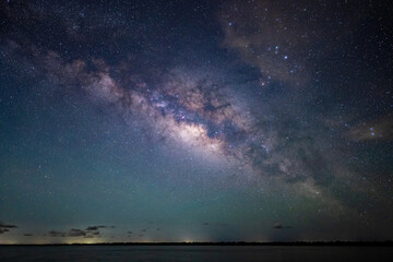 Fototapeta premium Milky Way galaxy over West Lake in Everglades national Park, Florida.