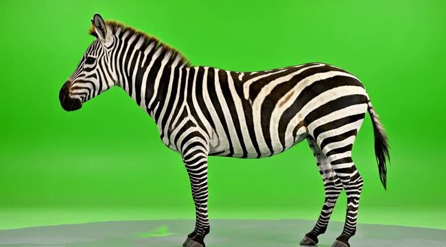 Artistic studio portrait of a rare quagga-like equid with distinctive brown and black stripes.