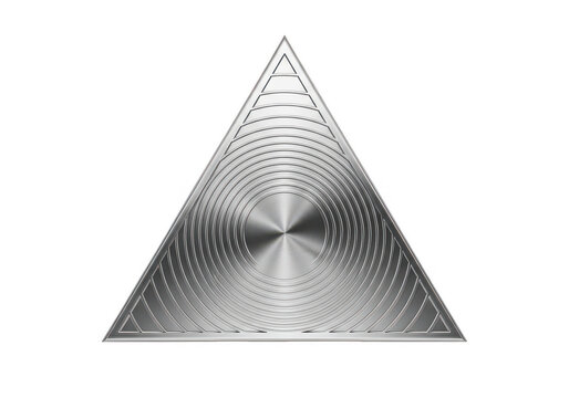 Grey triangle with dotted pattern and gradient effect isolated on transparent background