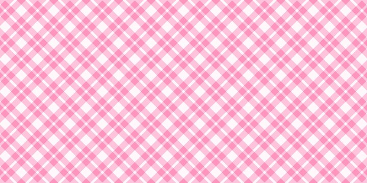 Seamless pink and white argyle gingham pattern. Classic checkered plaid background for picnics, tablecloths, textiles, and cute scrapbook designs.