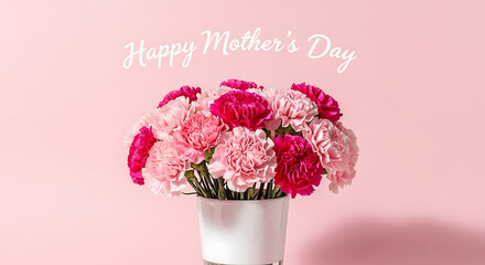 Obraz premium A beautiful bouquet of pink and white flowers in a white vase for mother's day.