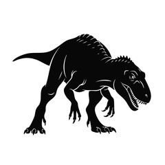 Fototapeta premium Silhouette of a fierce dinosaur with sharp teeth and claws.