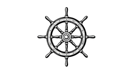 Vintage Wooden Ship Steering Wheel © Yunan
