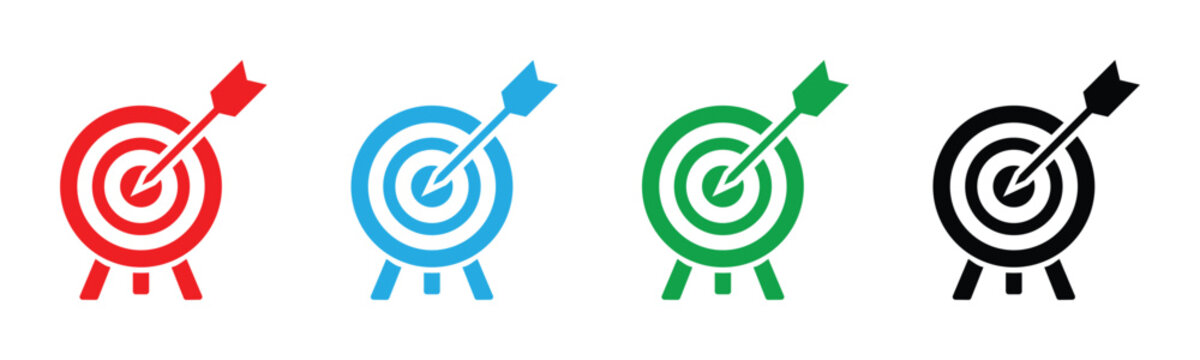 target goal arrow icon set bullseye aim success vector illustration