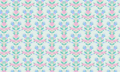 トルコチューリップのシームレスパターンピンクと水色