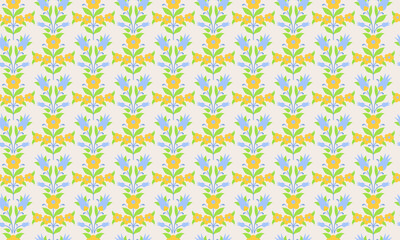 トルコチューリップのシームレスパターン黄色と水色