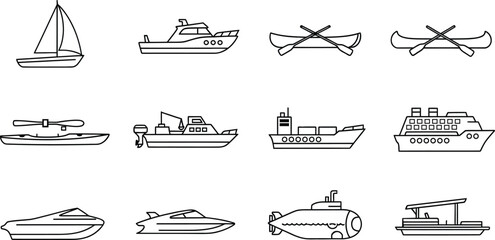 Collection of various boat and ship illustrations © rijvi